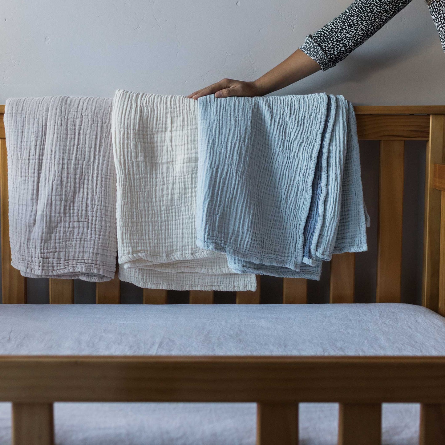 Couverture bébé en coton froissé