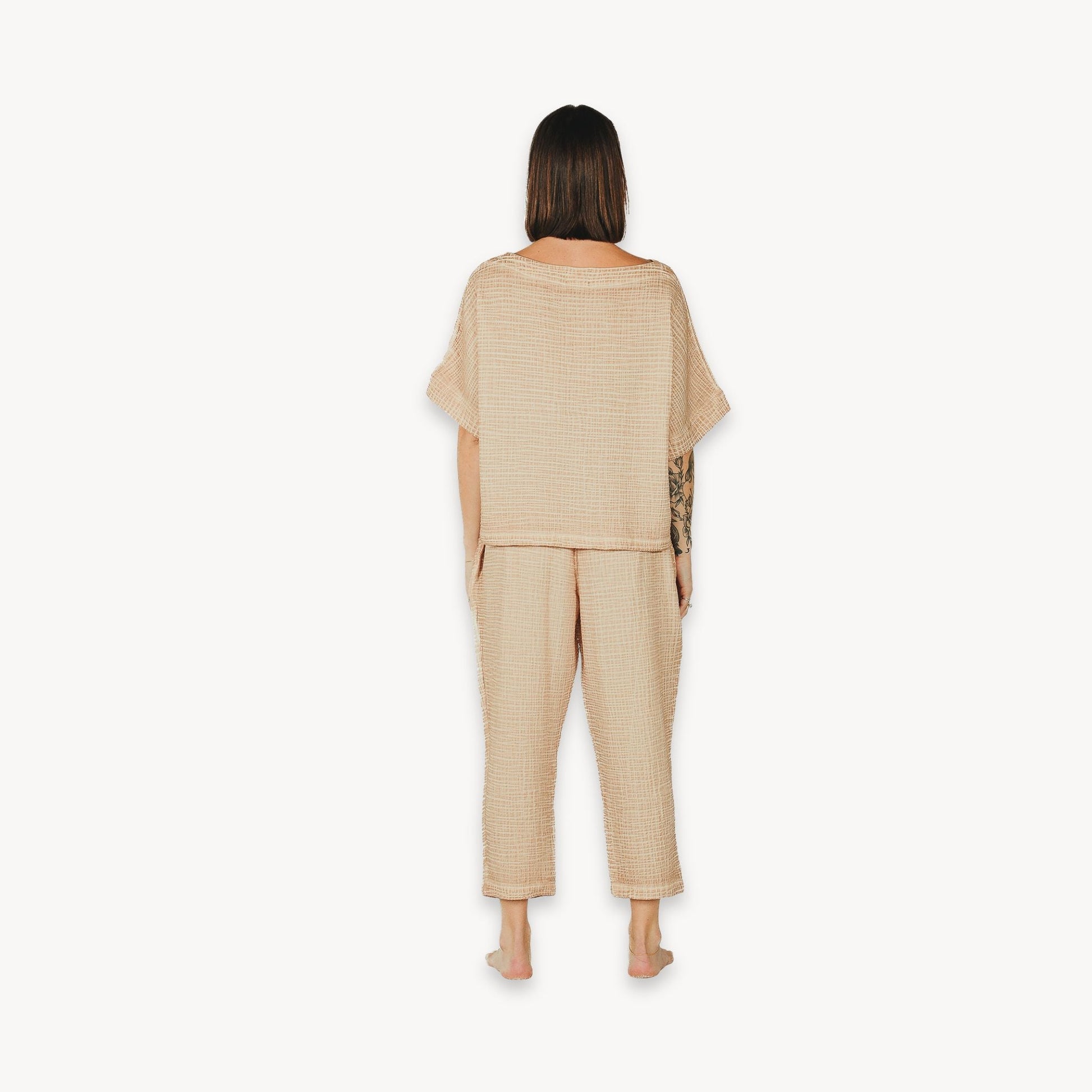 POKOLOKO Crinkle Palazzo Pants #color_crinkle-beige