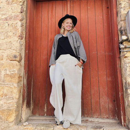 POKOLOKO Crinkle Palazzo Pants #color_crinkle-cream