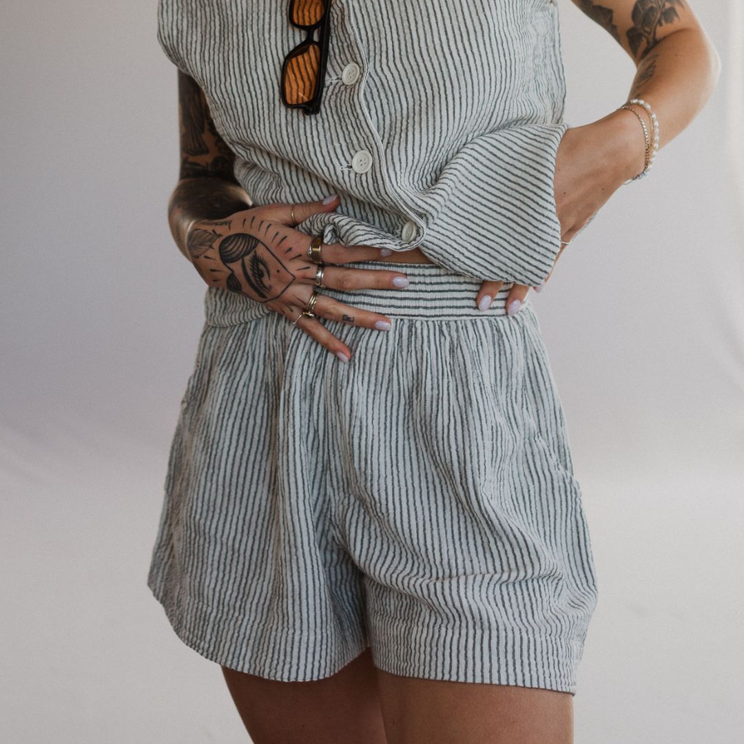 Striped Crinkle Shorts