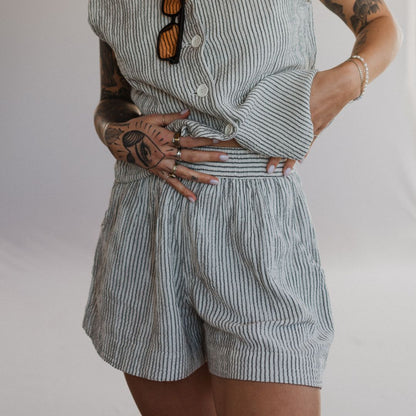 Striped Crinkle Shorts
