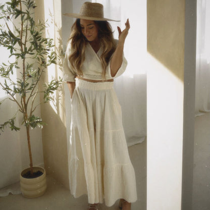 POKOLOKO Crinkle Skirt Pants #color_crinkle-cream