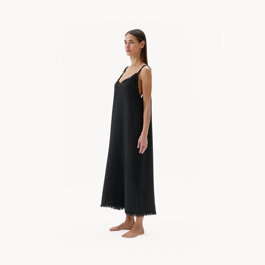 POKOLOKO Crinkle Strappy Dress #color_crinkle-black