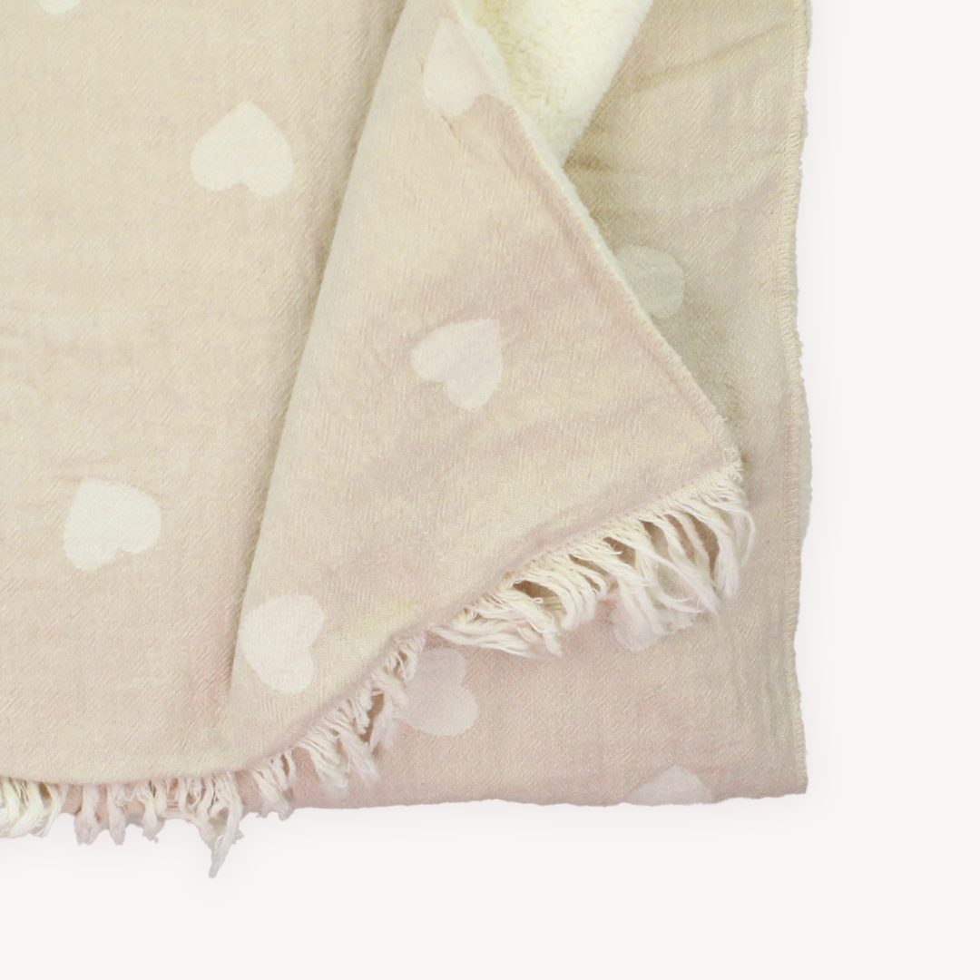 POKOLOKO Have A Heart Fleece Lined Throw #color_have-a-heart-beige