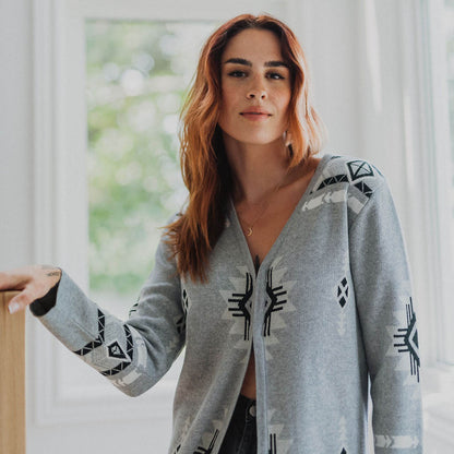 POKOLOKO Long Jacquard Sweater #color_grey-jacquard