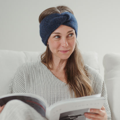 POKOLOKO Baby Alpaca Twisted Headband #color_denim-headband