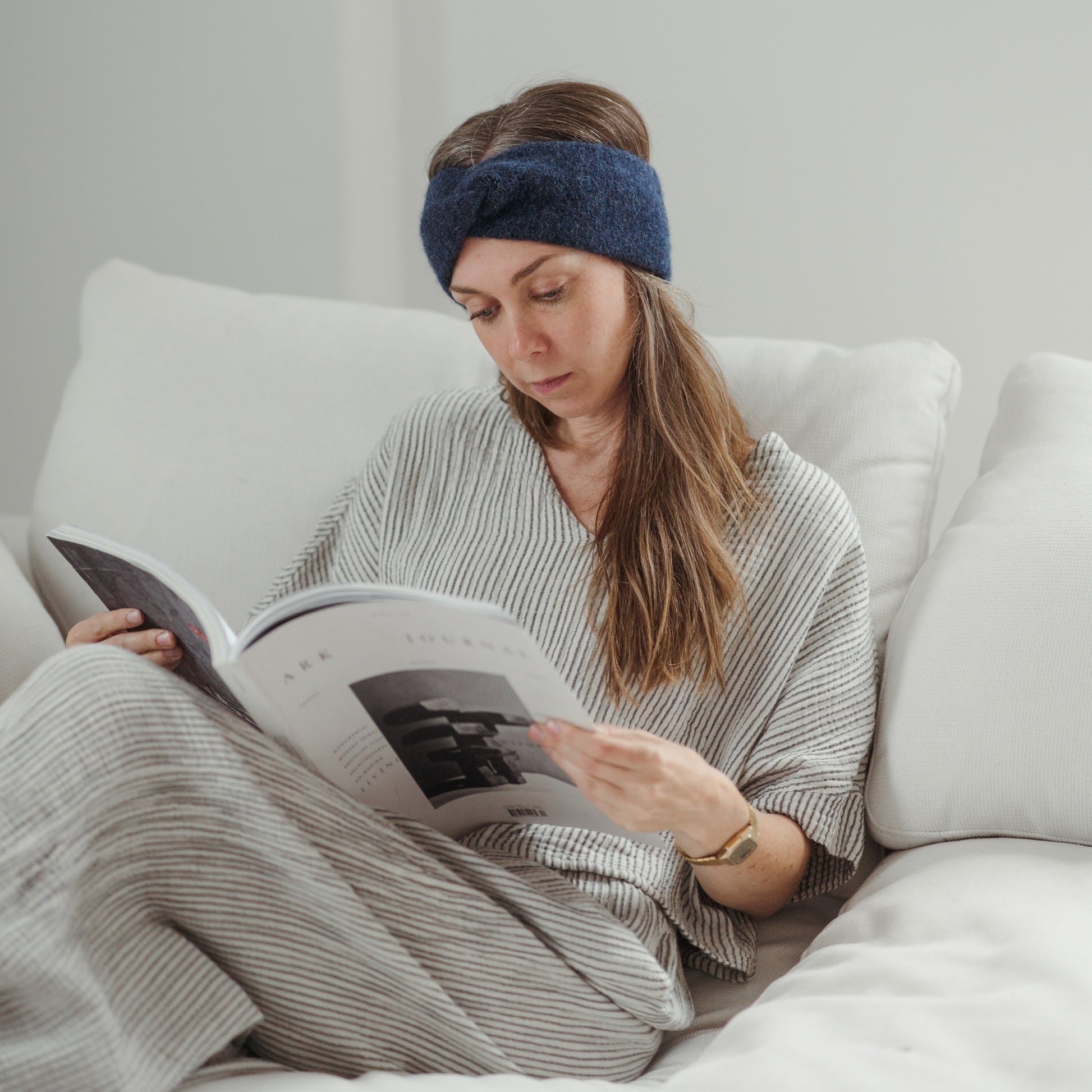 POKOLOKO Baby Alpaca Twisted Headband #color_denim-headband
