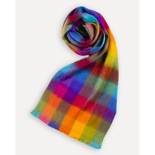 POKOLOKO Alpaca Seamless Check Scarf #color_multi-colour-check