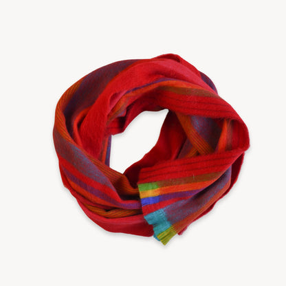 POKOLOKO Alpaca Seamless Multi Stripe Scarf #color_crimson-multi-stripe