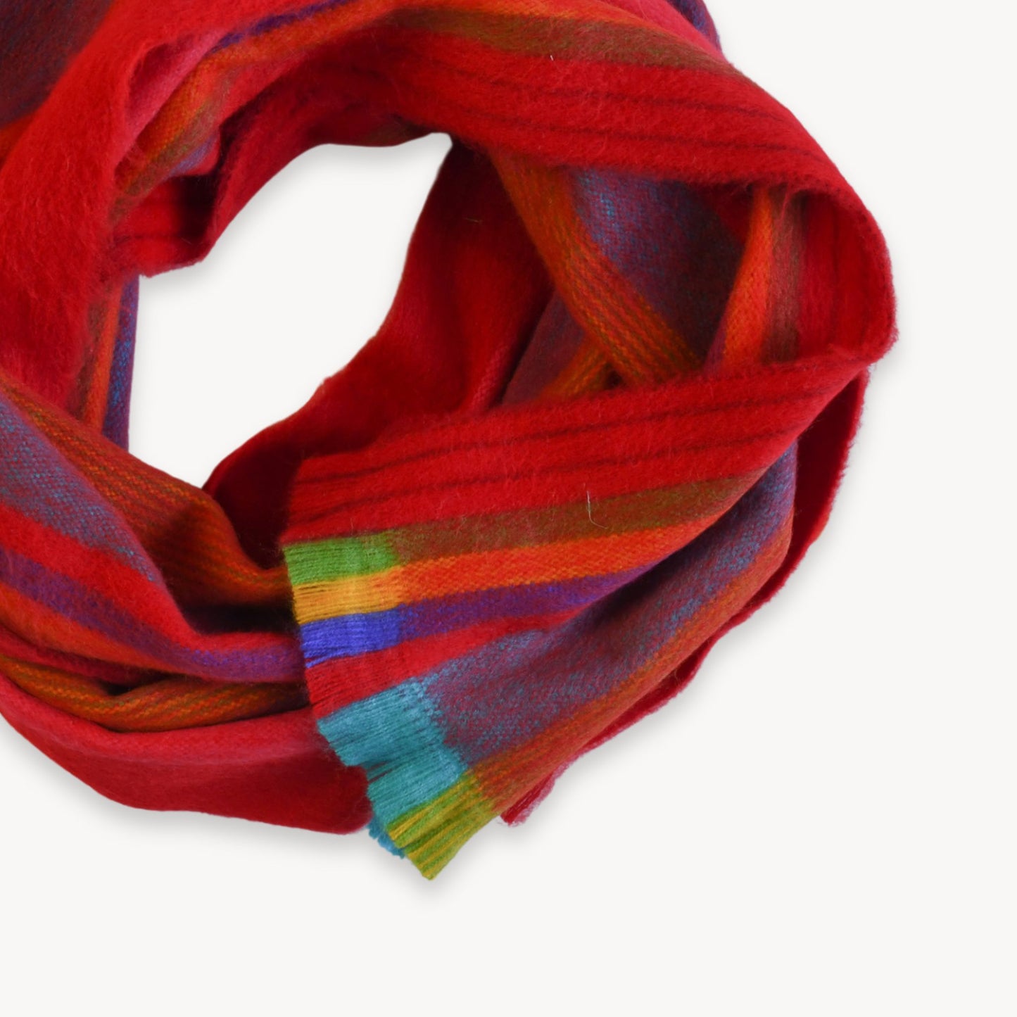 POKOLOKO Alpaca Seamless Multi Stripe Scarf #color_crimson-multi-stripe