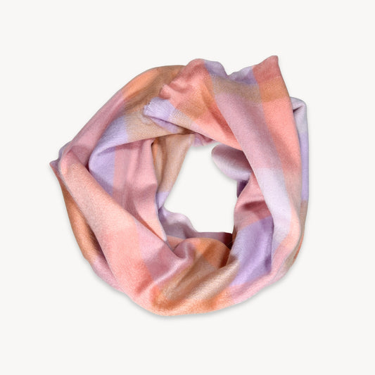POKOLOKO Alpaca Seamless Check Scarf #color_rose-haze-check