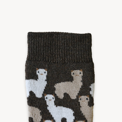 POKOLOKO Herd Alpaca Socks #color_chocolate-herd