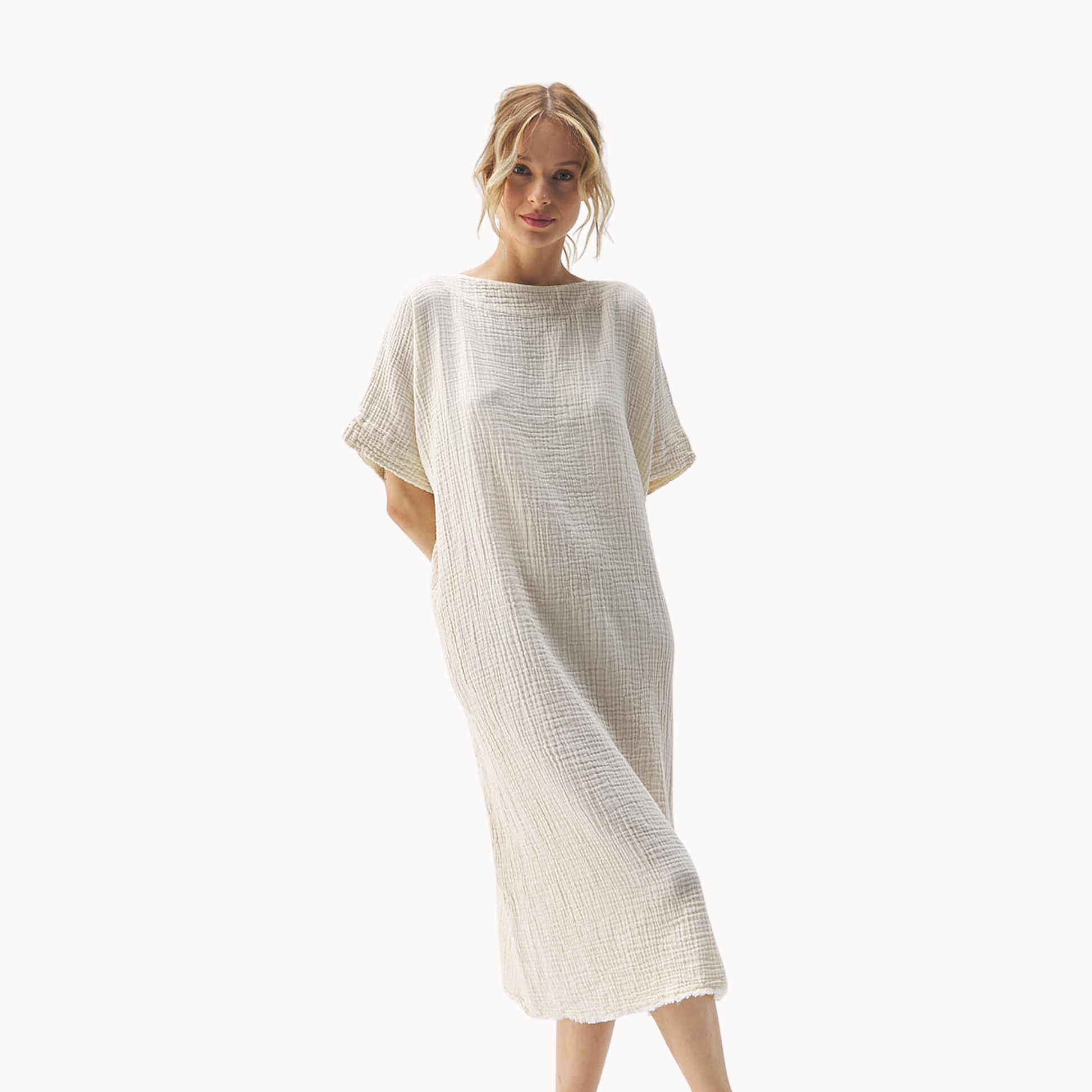 POKOLOKO Crinkle Balloon Dress #color_crinkle-cream