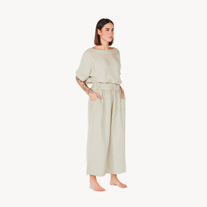 POKOLOKO Crinkle Palazzo Pants #color_crinkle-grey