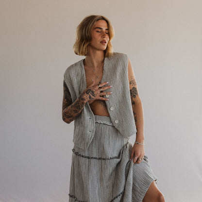 Striped Crinkle Waistcoat