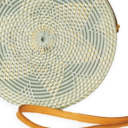 POKOLOKO Circle Bali Bag #color_grey-floral-rattan