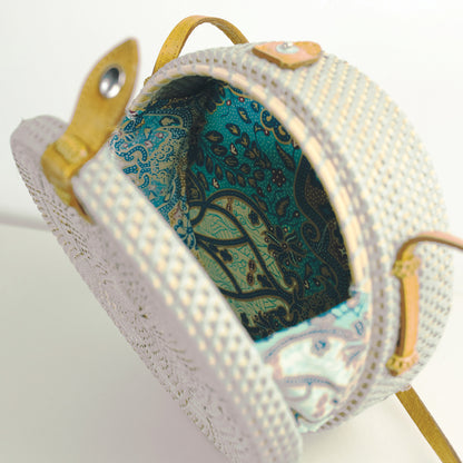 POKOLOKO Circle Bali Bag #color_grey-floral-rattan