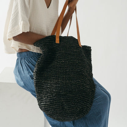 POKOLOKO Raffia Bag #color_black