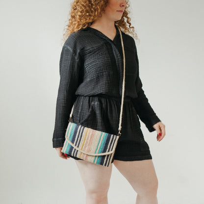 Multi Colour Crossbody Jute Bag