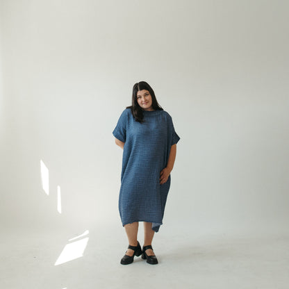 POKOLOKO Crinkle Balloon Dress #color_crinkle-denim