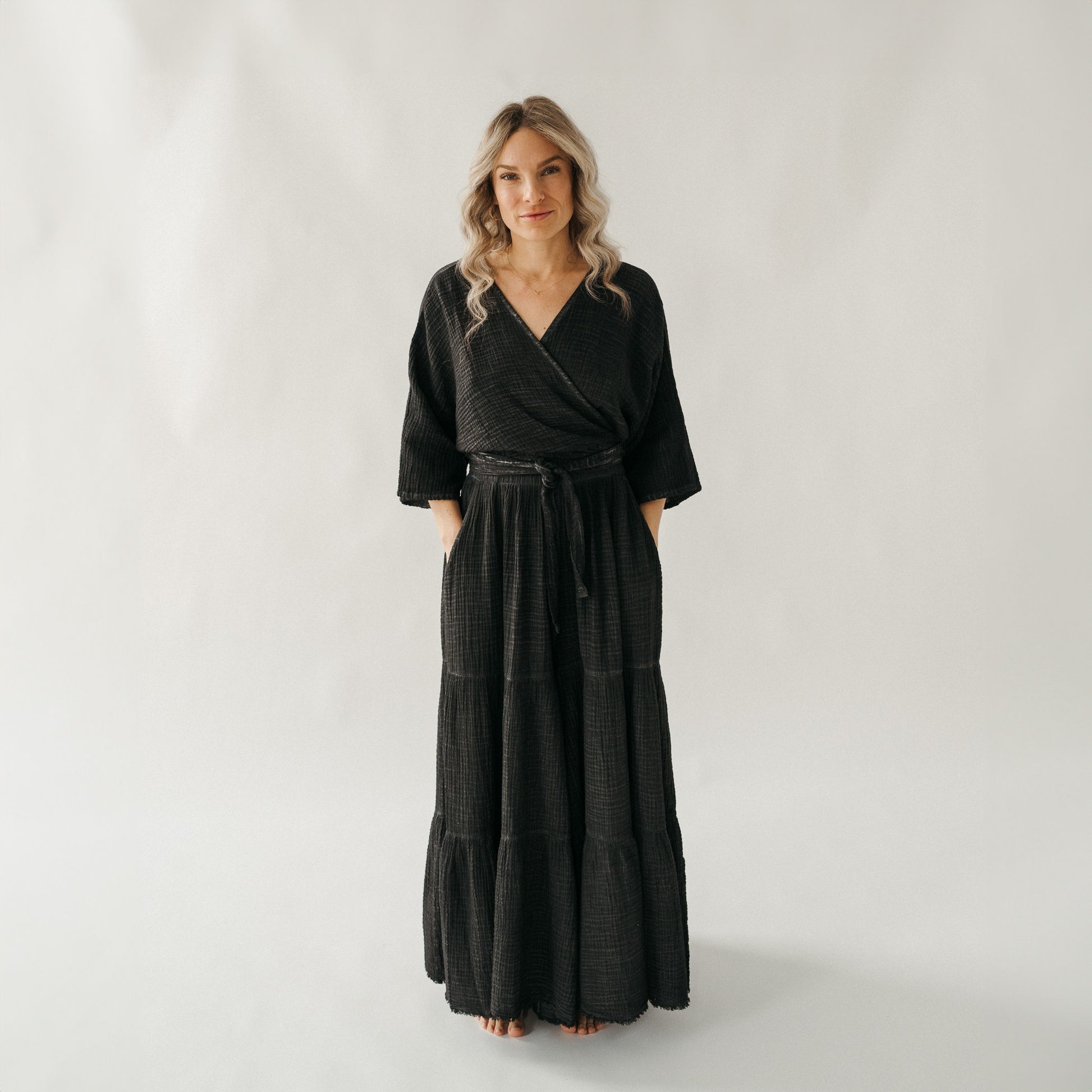 POKOLOKO Crinkle Balloon Sleeve Top #color_crinkle-black