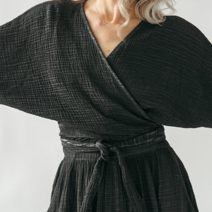 POKOLOKO Crinkle Balloon Sleeve Top #color_crinkle-black