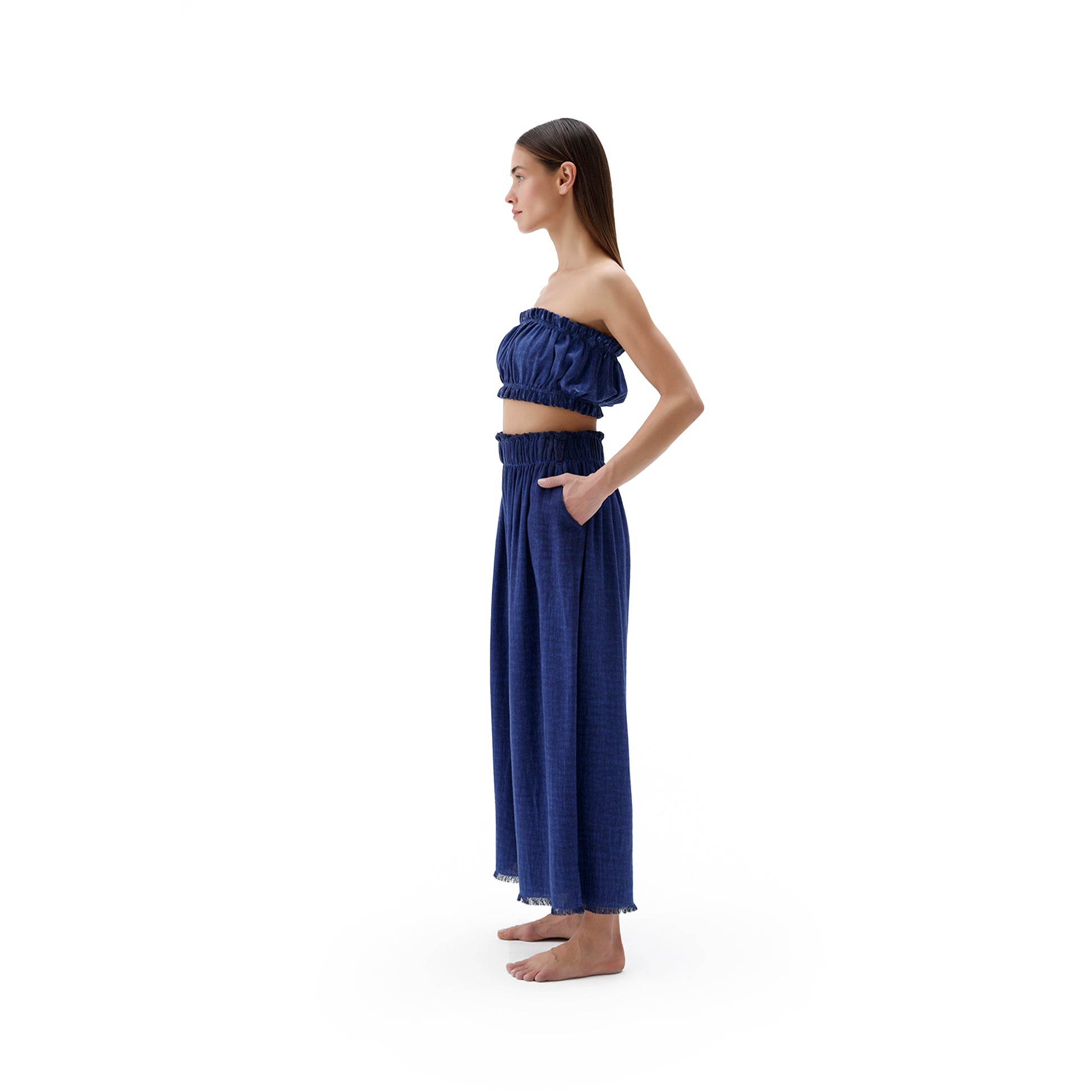 Linen-Cotton Bandeau Top #color_royal