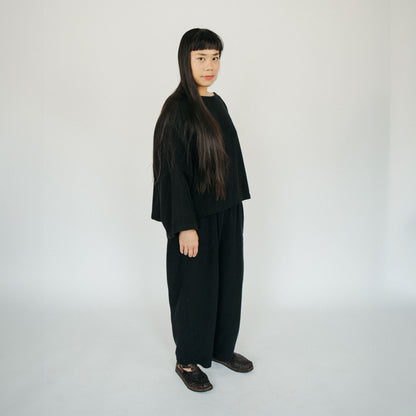 POKOLOKO Loft Cotton Crop Barrel Pants #color_loft-black