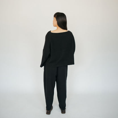 POKOLOKO Loft Cotton Crop Barrel Pants #color_loft-black