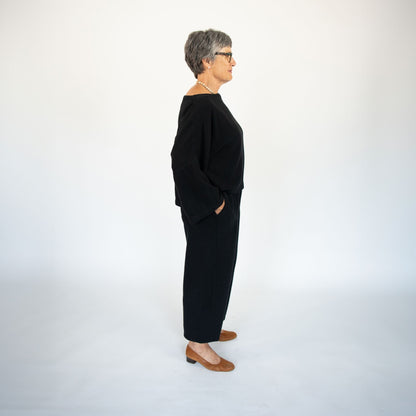 POKOLOKO Loft Cotton Crop Barrel Pants #color_loft-black