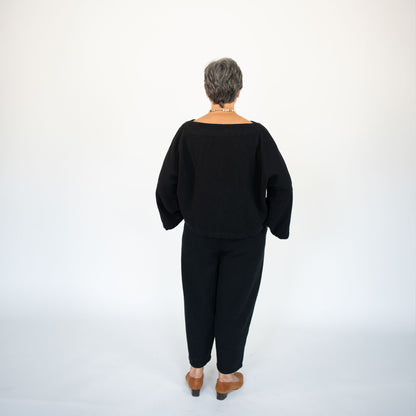 POKOLOKO Loft Cotton Crop Barrel Pants #color_loft-black
