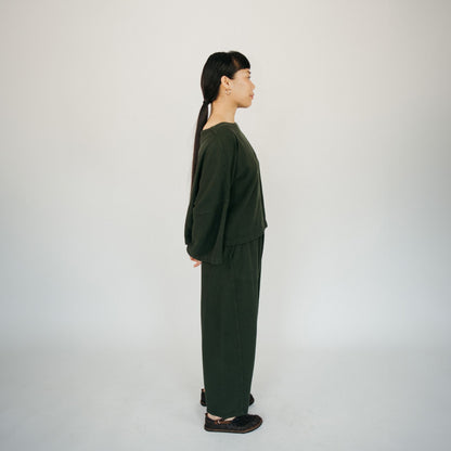 POKOLOKO Loft Cotton Crop Barrel Pants #color_loft-forest