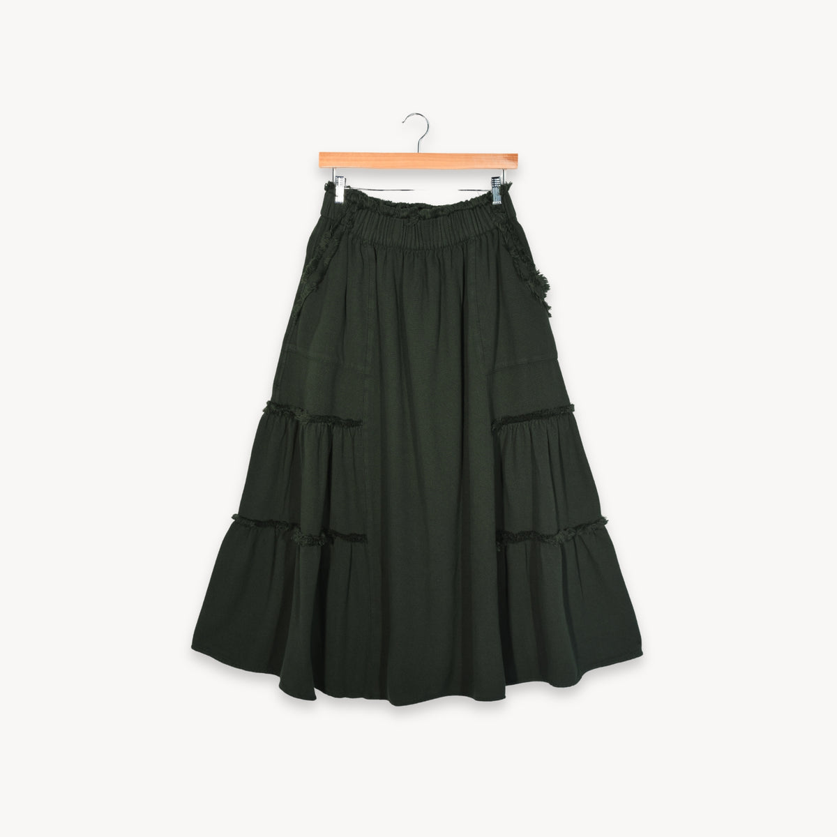POKOLOKO Loft Cotton Maxi Skirt #color_loft-forest