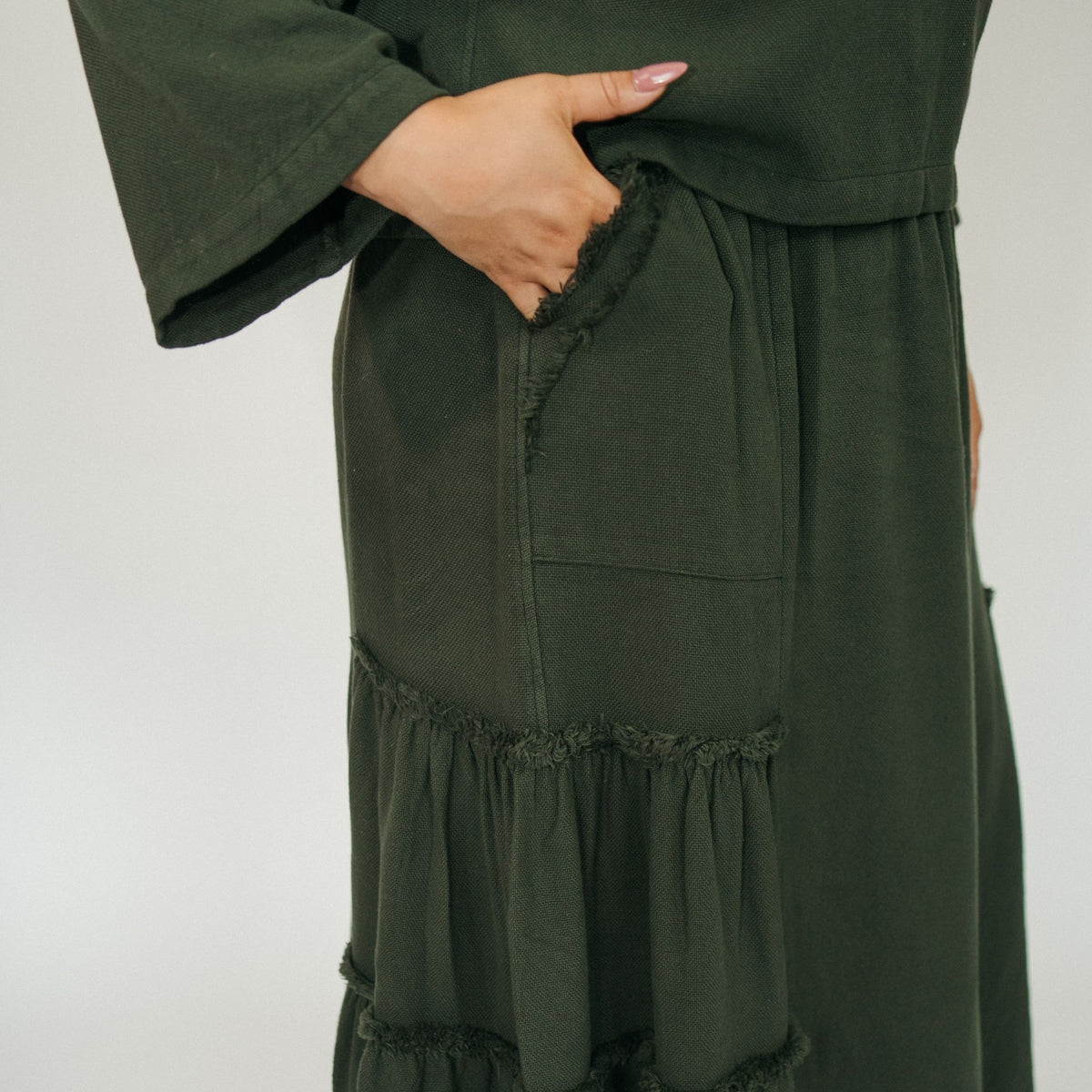 POKOLOKO Loft Cotton Maxi Skirt #color_loft-forest