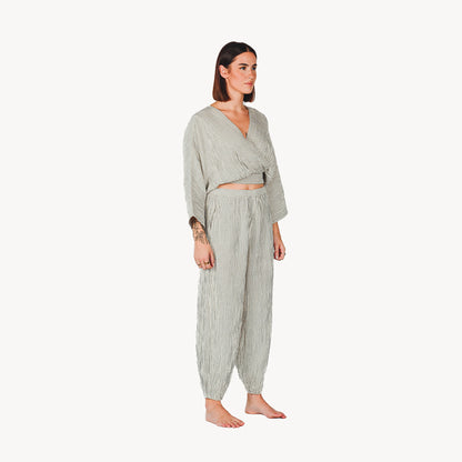 Striped Crinkle Jogger Pants