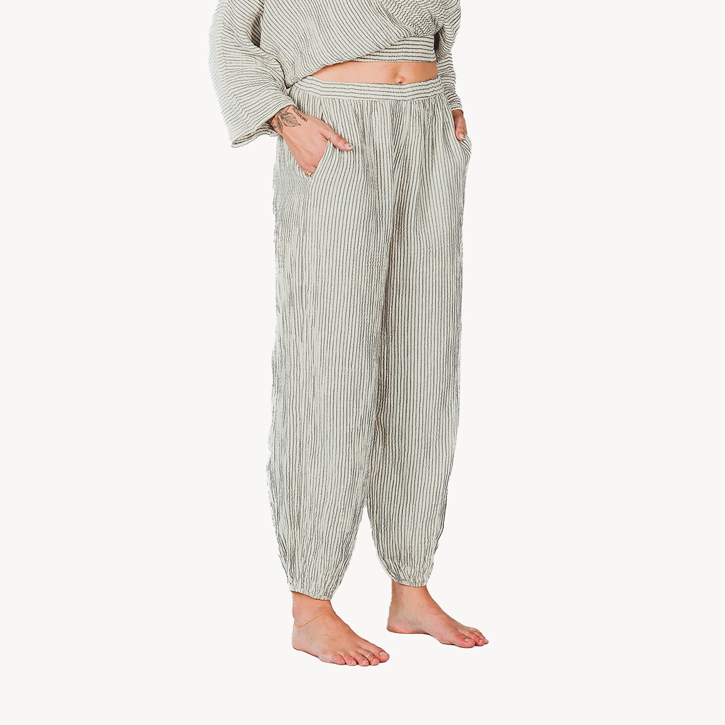 Striped Crinkle Jogger Pants