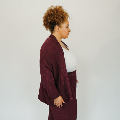 POKOLOKO 4-Layer Crinkle Jacket #color_crinkle-cranberry