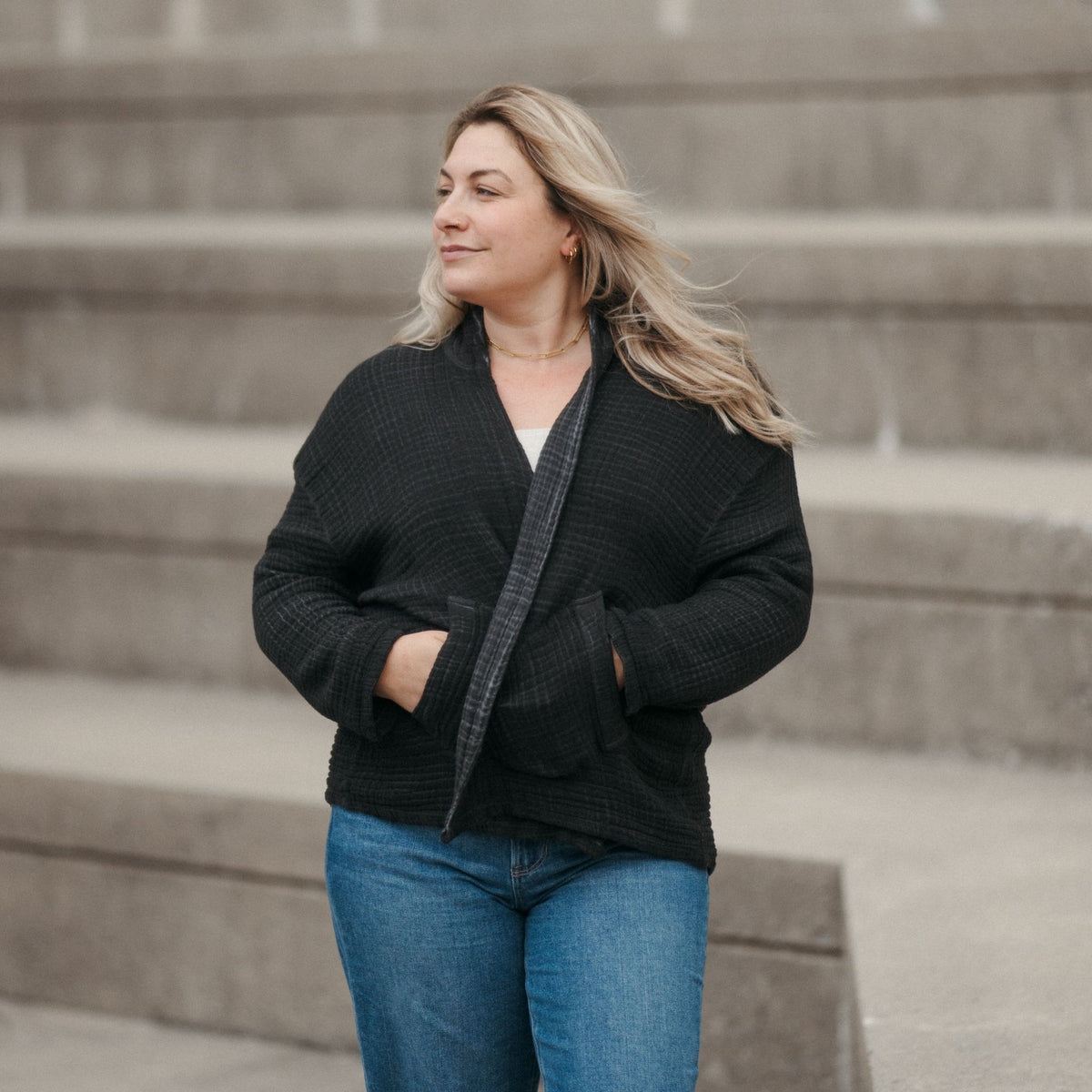 POKOLOKO 4-Layer Crinkle Jacket #color_crinkle-black