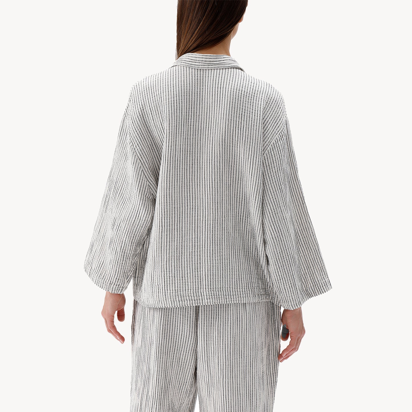 Striped Crinkle Shirt Blouse