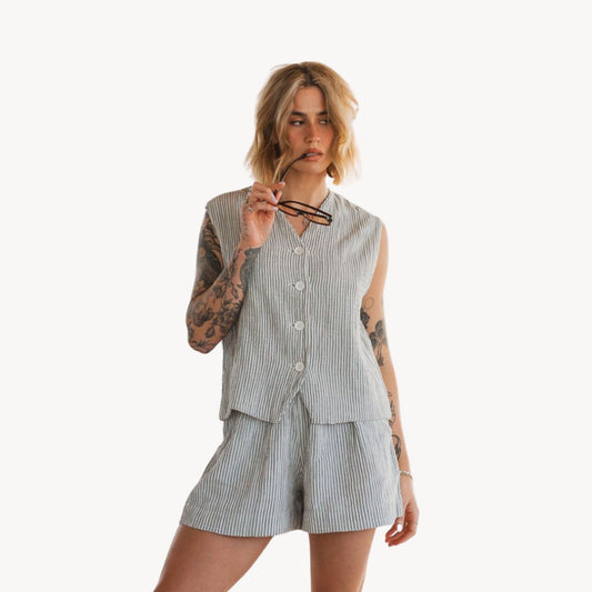 Striped Crinkle Waistcoat