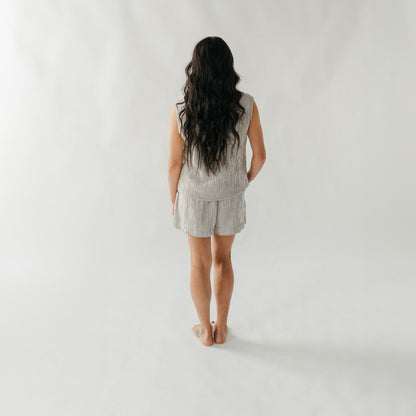 POKOLOKO Striped Crinkle Cotton Waistcoat