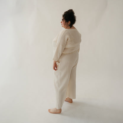 POKOLOKO Crinkle Drawstring Palazzo Pants Plus #color_crinkle-cream