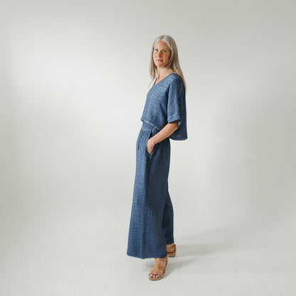 POKOLOKO Crinkle Palazzo Pants #color_crinkle-denim