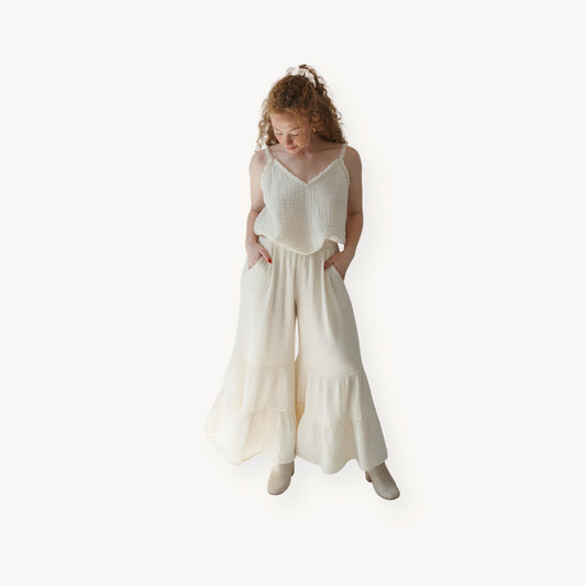 POKOLOKO Crinkle Ruffled Pants #color_crinkle-cream