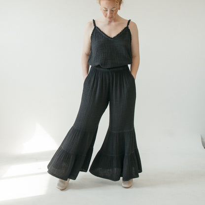POKOLOKO Crinkle Ruffled Pants #color_crinkle-black