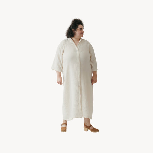 POKOLOKO Crinkle Shirt Dress Plus #color_crinkle-cream
