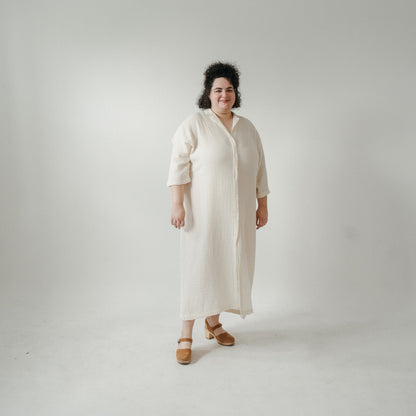 POKOLOKO Crinkle Shirt Dress Plus #color_crinkle-cream