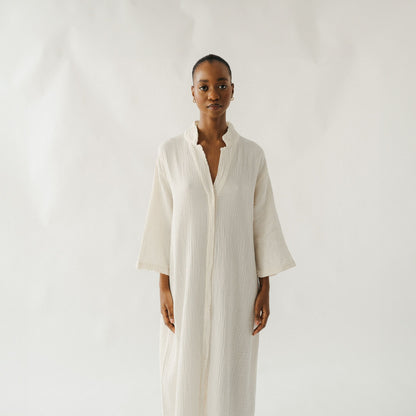 POKOLOKO Crinkle Shirt Dress #color_crinkle-cream