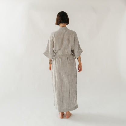 Peignoir en coton froissé à rayures