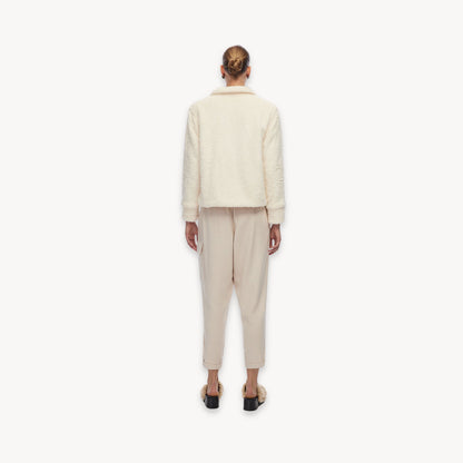 POKOLOKO Recycled Sherpa Short Jacket #color_sherpa-cream